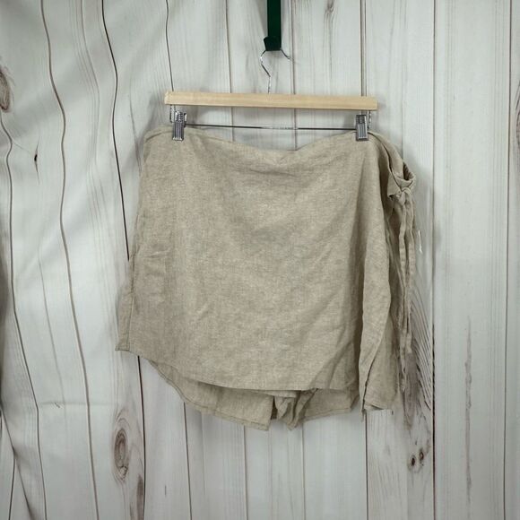 Old Navy Women’s XXL Tan Wrap Skort Skirt Linen Summer New - Picture 1 of 7
